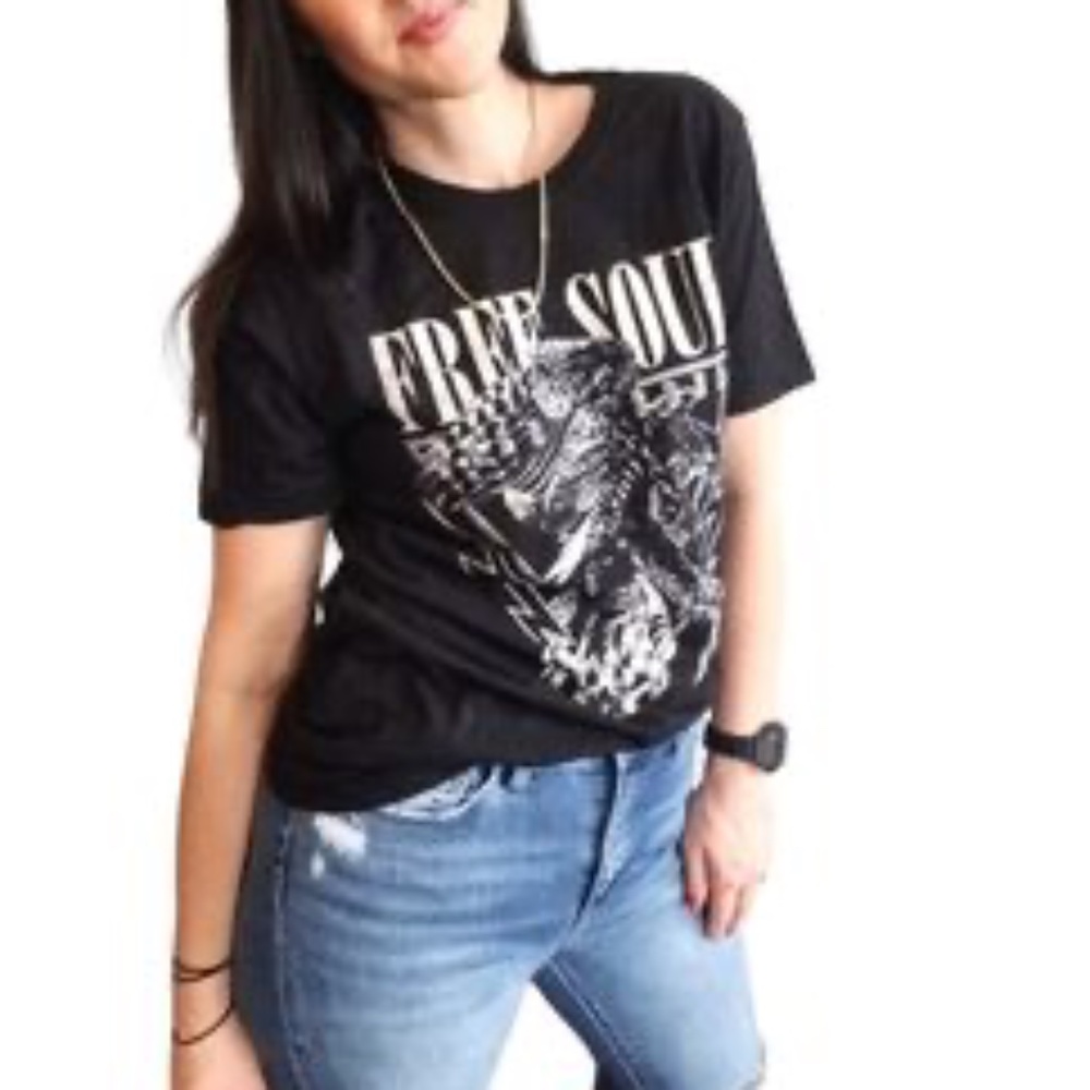 Womens Free Soul Graphic Cotton T-shirt